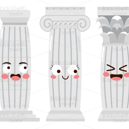 Antique Greek Columns Characters Clipart Vector Illustration 05121