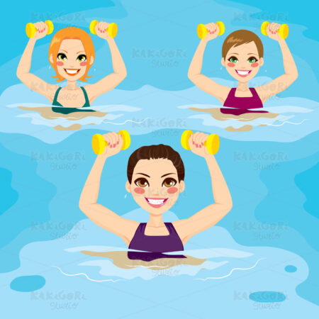 Aqua Gym Exercises Clipart Vector Illustration 01839
