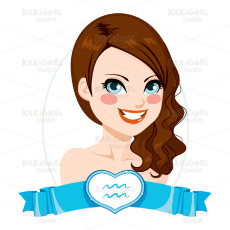 Aquarius Zodiac Sign Girl Clipart Vector Illustration 01936