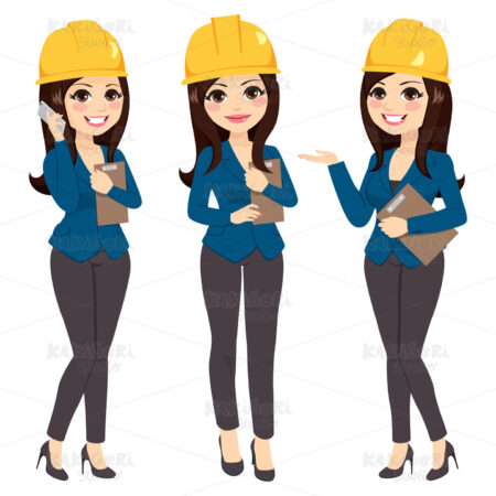Architect Woman Standing Clipart Vector Illustration 04509