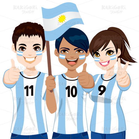 Argentinian Soccer Fans Clipart Vector Illustration 01609