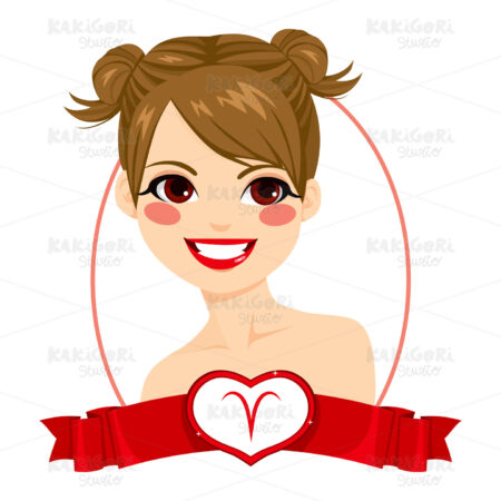 Aries Zodiac Sign Girl Clipart Vector Illustration 01926