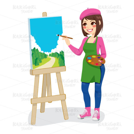 Artist Painting Park Clipart Vector Illustration 01481