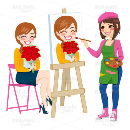 Artist Painting Portrait Clipart Vector Illustration 01482
