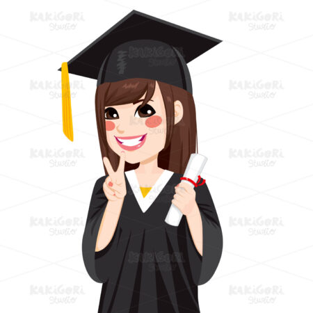 Asian Graduation Girl Clipart Vector Illustration 01989