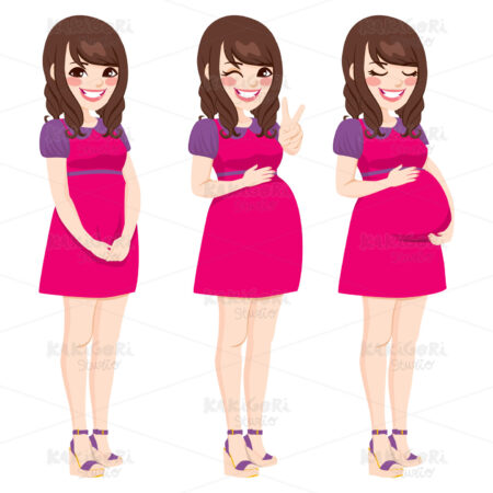 Asian Pregnant Woman Clipart Vector Illustration 01552