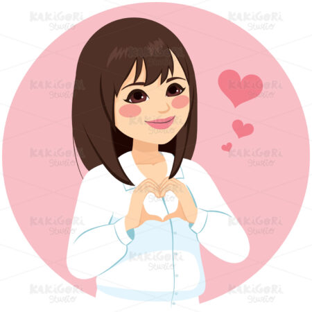 Asian Woman Heart Shape Hands Clipart Vector Illustration 03290