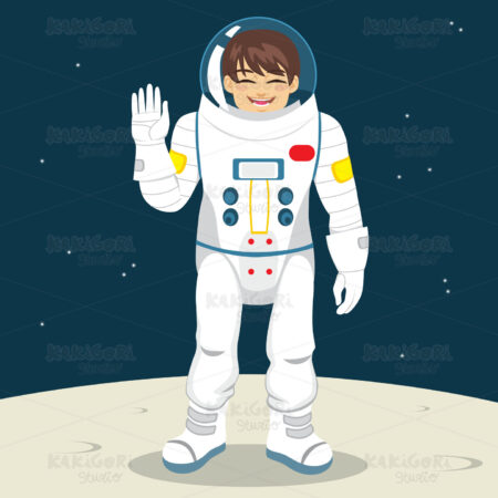 Astronaut Waving Hand Clipart Vector Illustration 03403