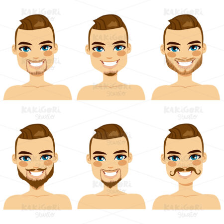 Attractive Beard Style Man Clipart Vector Illustration 01596