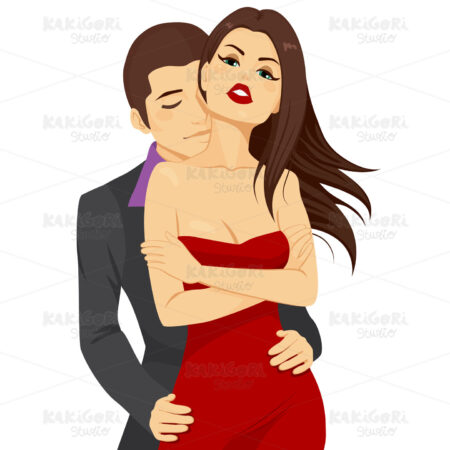 Attractive Couple Hugging Clipart Vector Illustration 01976
