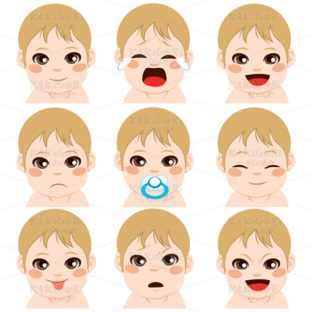 Baby Boy Expressions Clipart Vector Illustration 02755