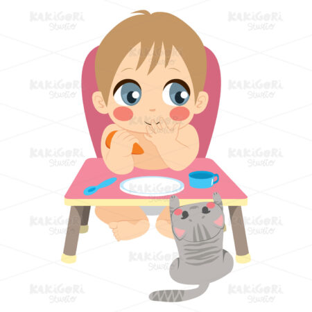 Baby Eating Distracted Clipart Vector Illustration 04032