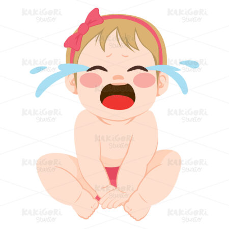 Baby Girl Crying Clipart Vector Illustration 03675