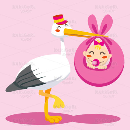 Baby Girl Delivery Clipart Vector Illustration 00334