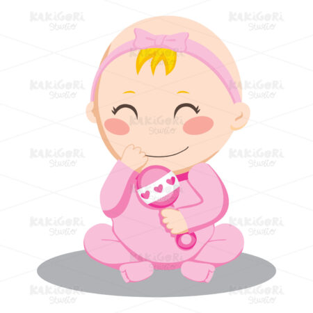 Baby Girl Rattle Clipart Vector Illustration 00338