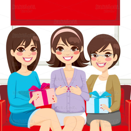 Baby Shower Party Family Clipart Vector Illustration 01518