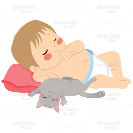 Baby Sleeping Cat Clipart Vector Illustration 04007