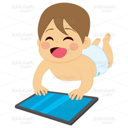 Baby With Tablet Clipart Vector Illustration 02258