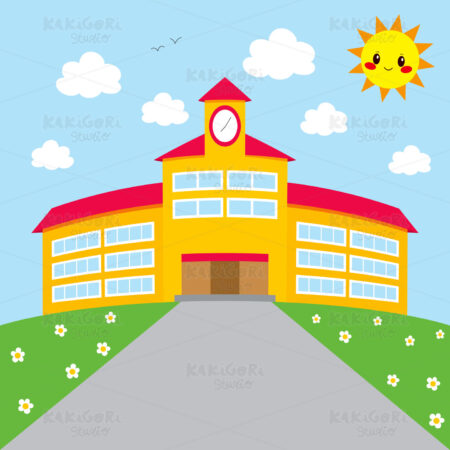 Back To School Building Clipart Vector Illustration 01778