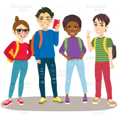 Back To School Students Clipart Vector Illustration 04258