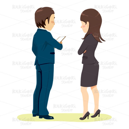 Back View Business People Talking Clipart Vector Illustration 04425