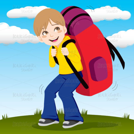 Backpack Boy Clipart Vector Illustration 00536