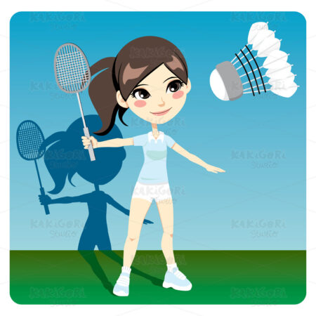 Badminton Player Clipart Vector Illustration 00599