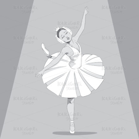 Ballerina Black & White Clipart Vector Illustration 01680