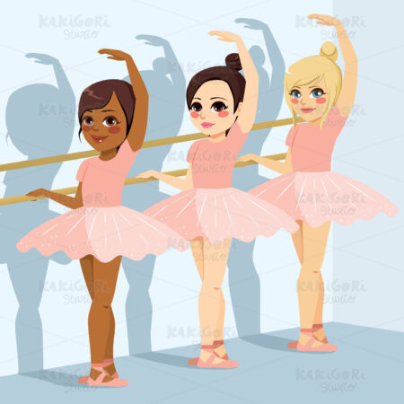 Ballet Class Girls Clipart Vector Illustration 04056