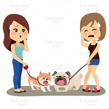 Barking Dogs Fighting Clipart Vector Illustration 03654