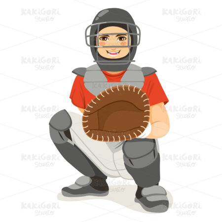 Baseball Catcher Clipart Vector Illustration 03533