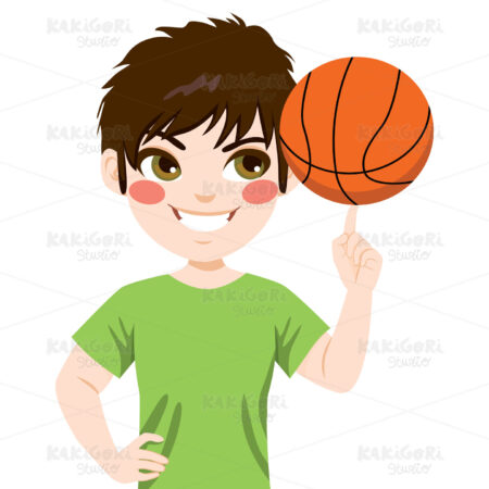 Basketball spinning Boy Clipart Vector Illustration 03383