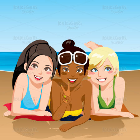 Beach Girls Clipart Vector Illustration 00564