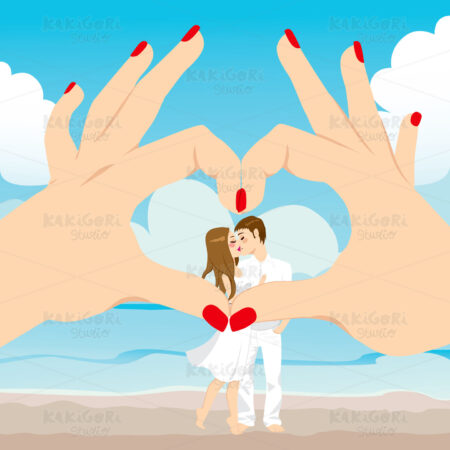 Beach Kiss Love Heart Clipart Vector Illustration 01300