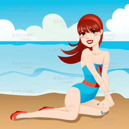Beach Shore Pinup Clipart Vector Illustration 00853