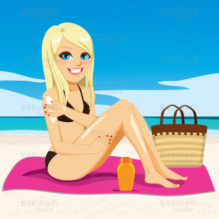 Beach Sunbathing Blonde Clipart Vector Illustration 03649