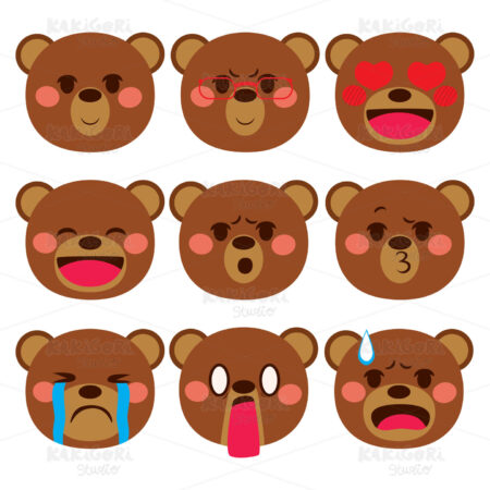 Bear Emoji Expressions Clipart Vector Illustration 03312