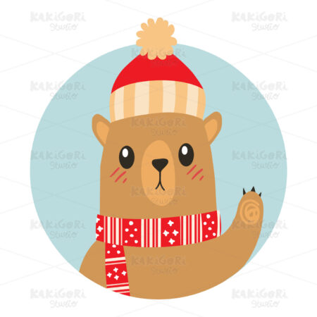 Bear On Christmas Clipart Vector Illustration 03751