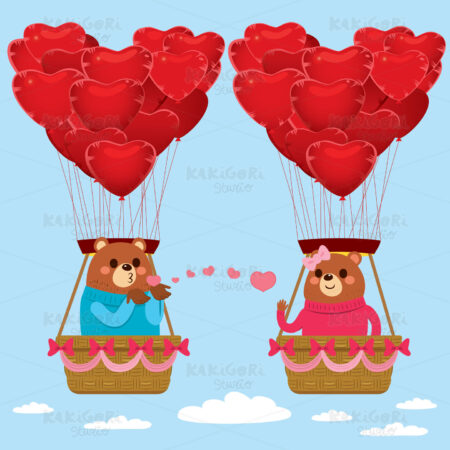 Bears Love Kisses Valentine Clipart Vector Illustration 04679
