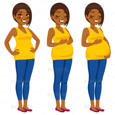 Beautiful African American Pregnant Woman Clipart Vector Illustration 01511