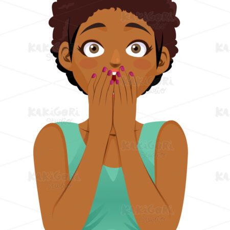 Beautiful Black Woman Surprised Clipart Vector Illustration 04890