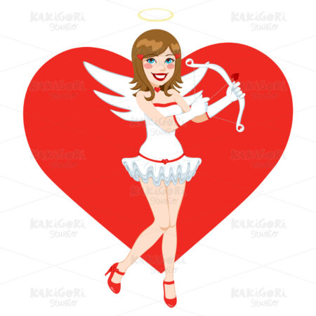 Beautiful Brunette Angel Cupid Clipart Vector Illustration 01026