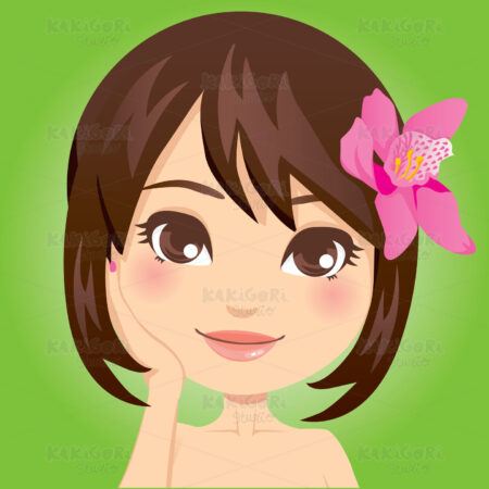 Beautiful Brunette Portrait Clipart Vector Illustration 00673