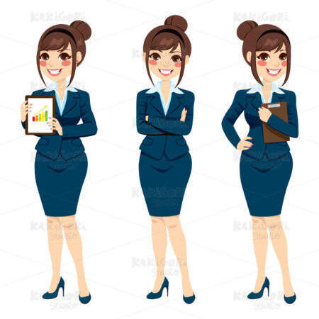 Beautiful Businesswoman Posing Clipart Vector Illustration 01344