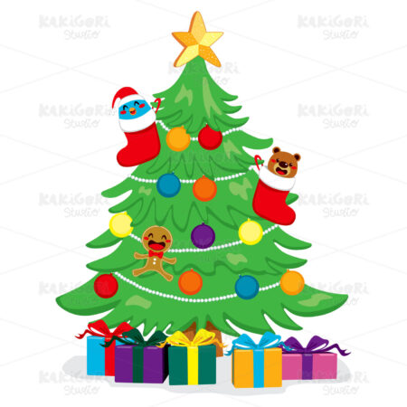 Beautiful Christmas Tree Clipart Vector Illustration 01002