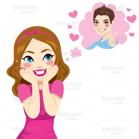 Beautiful Girl In Love Clipart Vector Illustration 01200