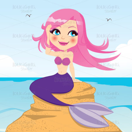 Beautiful Mermaid Clipart Vector Illustration 00907