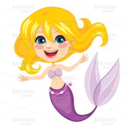Beautiful Purple Mermaid Clipart Vector Illustration 04827