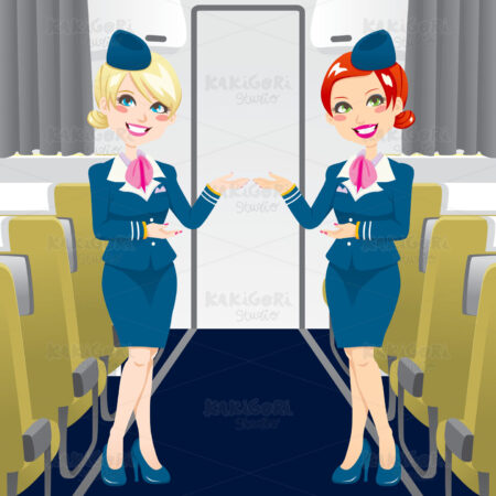 Beautiful Stewardess Clipart Vector Illustration 00741