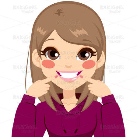 Beautiful White Smile Girl Clipart Vector Illustration 02516